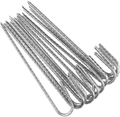 kwaliteit  Durable Galvanized Rebar Stakes, Heavy Duty Ground 12 Inch Stakes J-Hooks For Camping Tent fabriek